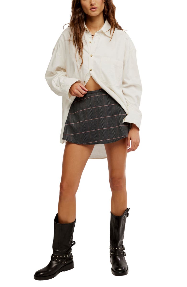 Free People Paradise Found Plaid Skort, Alternate, color, Storm Grey Combo
