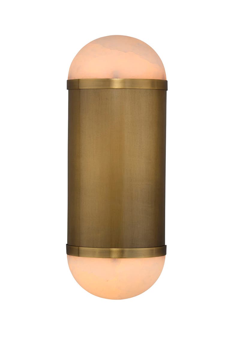 Remedy Wall Sconce in Alabaster and Antique Brass, Alternate, color, Antique Brass
