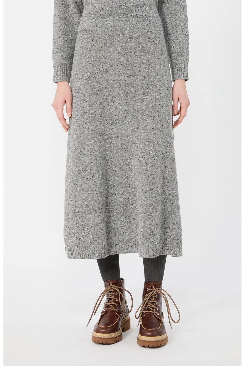 Wool & Silk Midi Skirt, Main, color, MEDIUM GREY