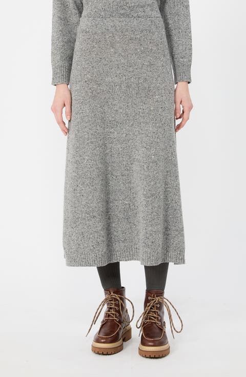 Wool & Silk Midi Skirt