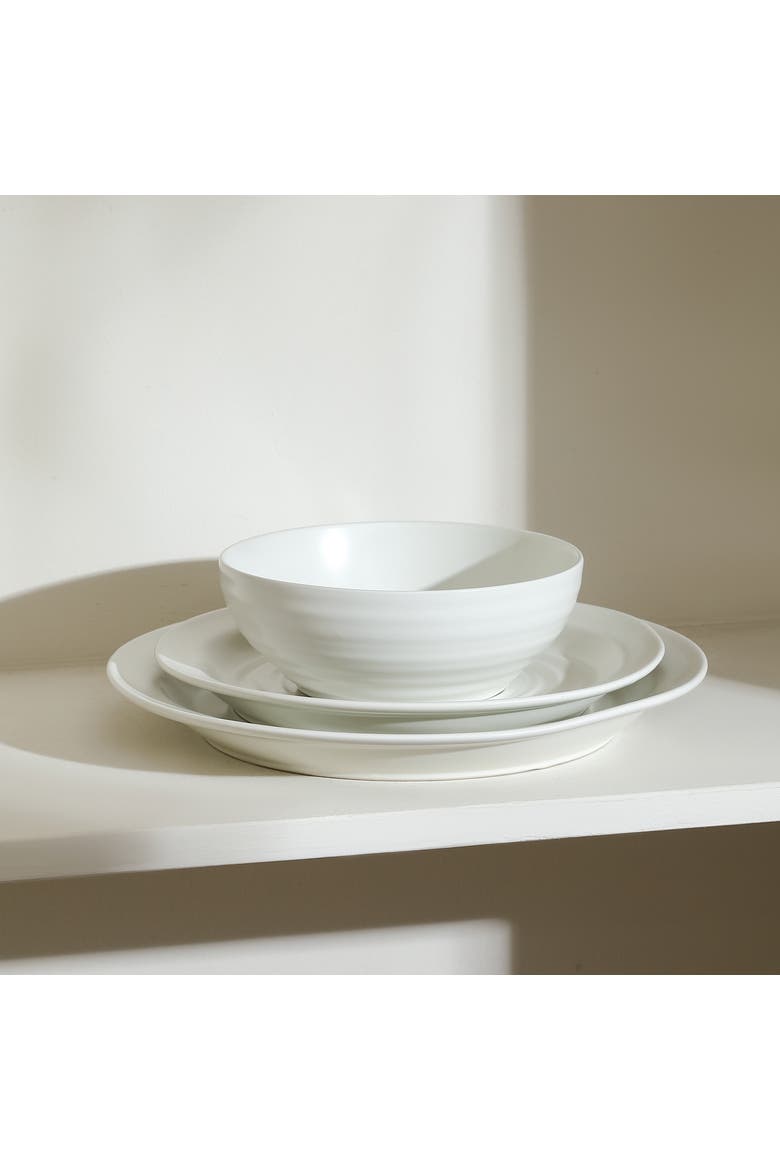 Orbit Stoneware 4-Piece Dinner Plate Set, Alternate, color, White