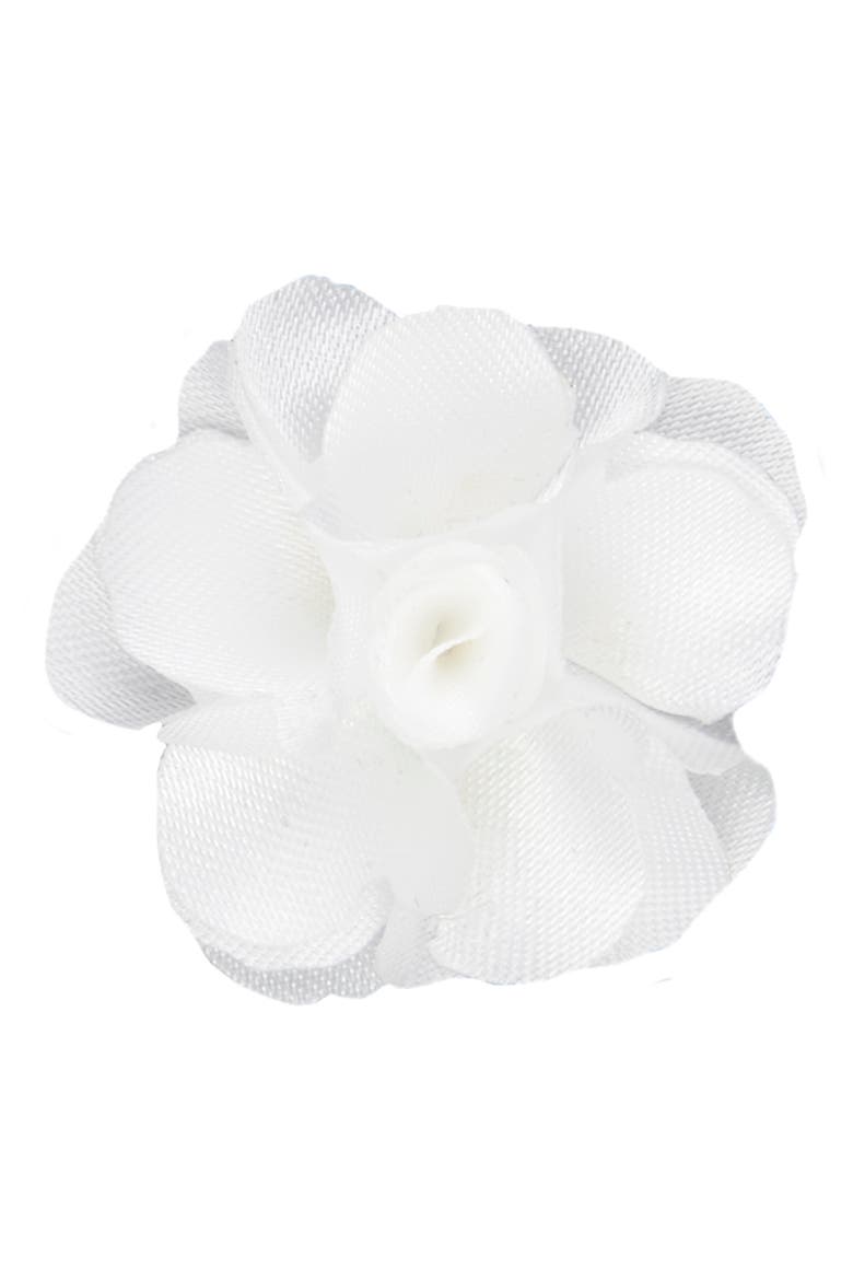 Men's Flower Lapel Pin, Main, color, WHITE