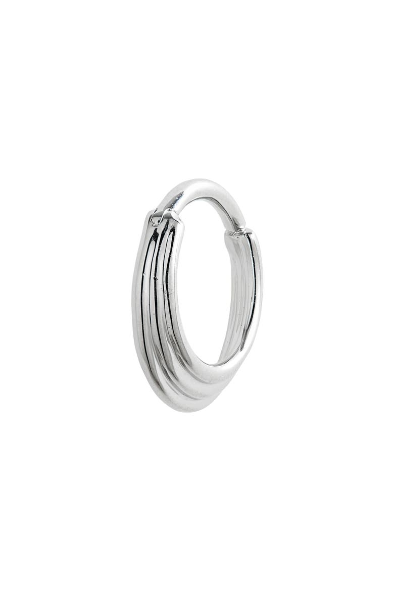 Hiranya Single Hoop Earring, Main, color, WHITE GOLD