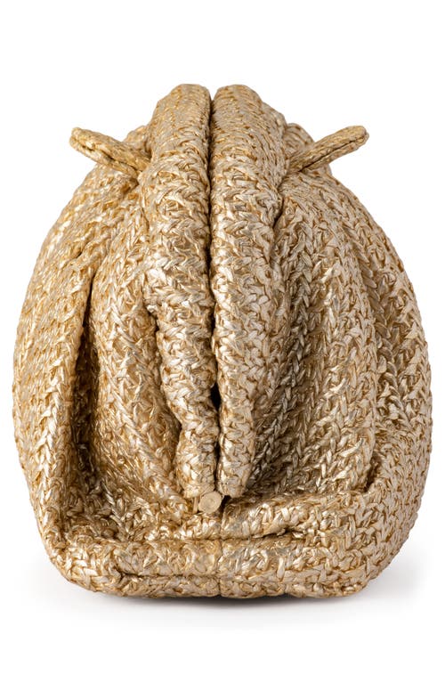 Olga Berg Stevie Pleated Woven Clutch In Gold