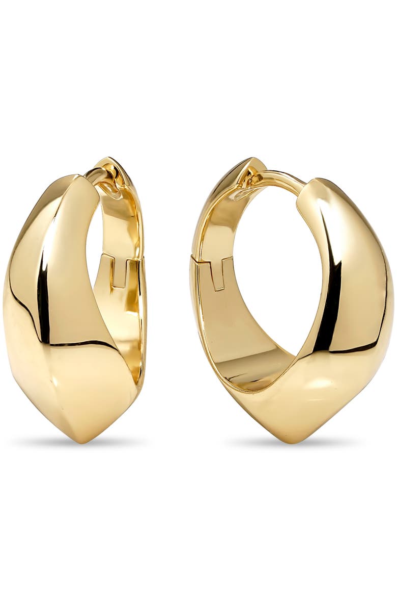 DEVATA Beveled Curve Hoop Earrings in Gold Plated Sterling Silver, Main, color, Yellow Gold