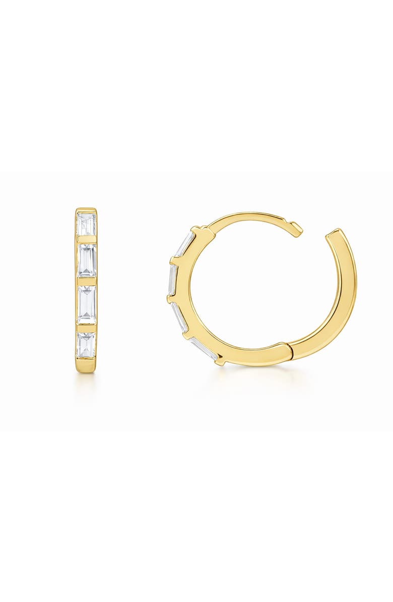 Balacia Baguette Diamond Hoop Earrings, Alternate, color, Yellow Gold