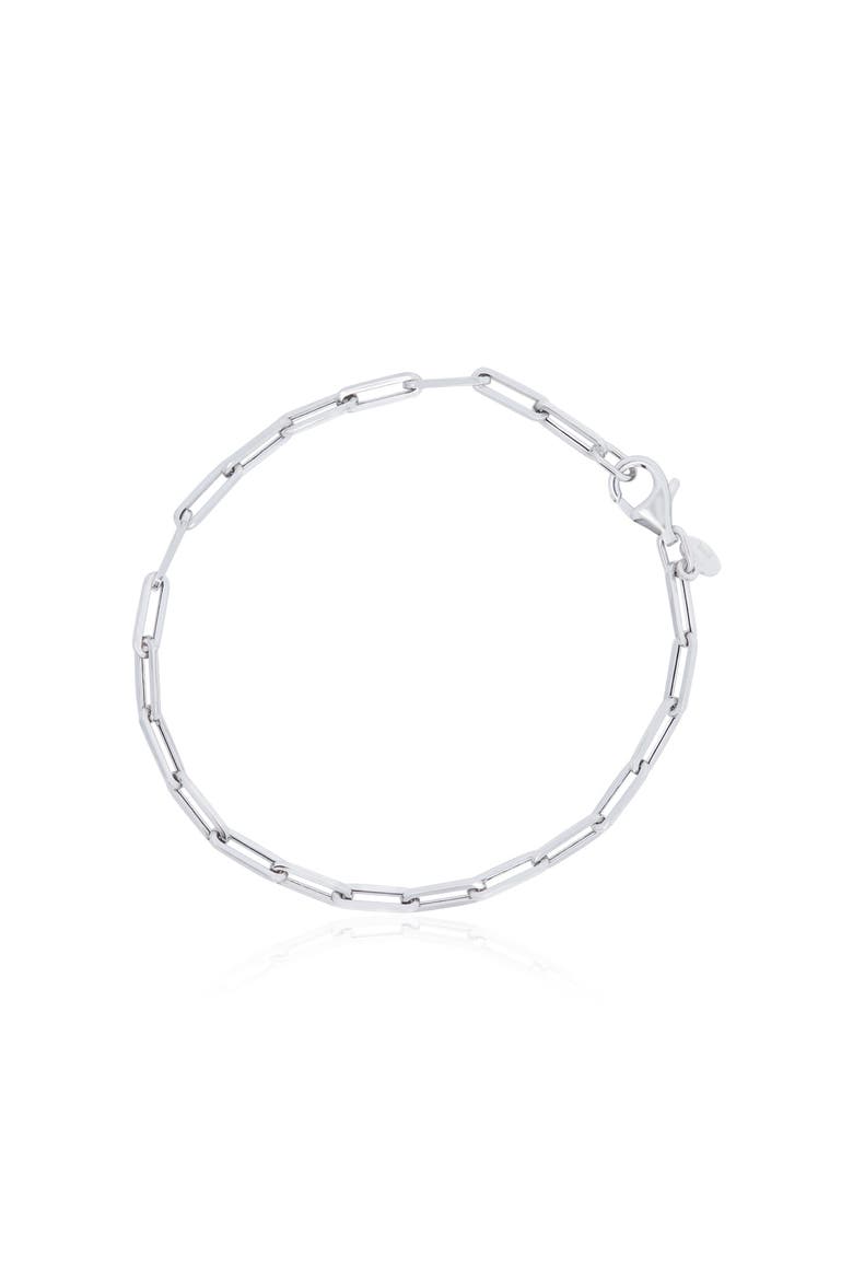Large Paperclip Bracelet, Main, color, White Gold