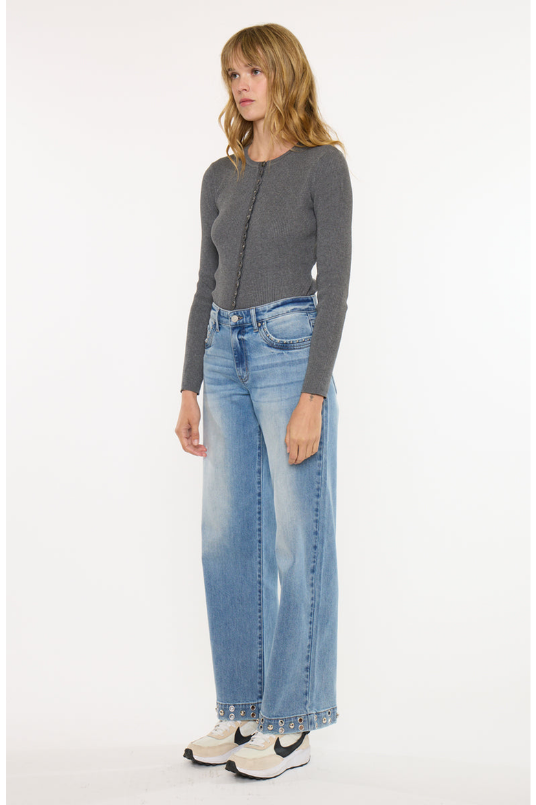 Ditzy Low Slung Baggy Wide Jeans, Alternate, color, Medium Wash