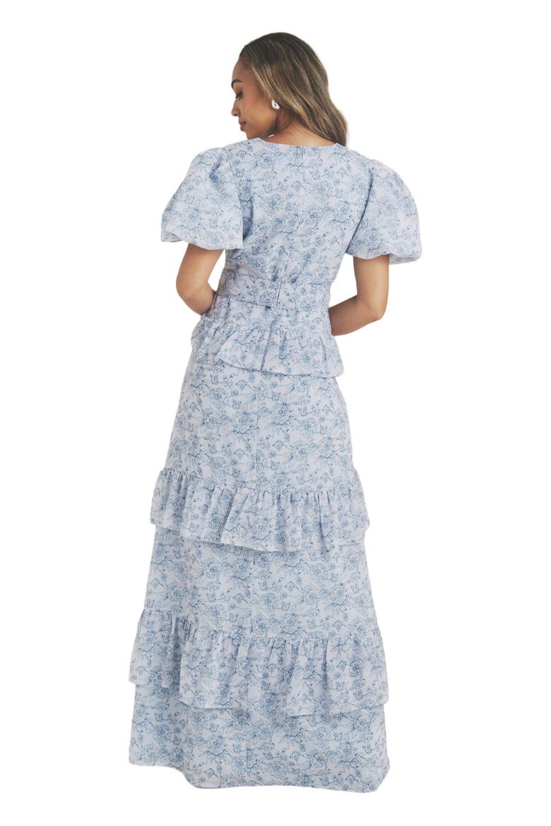 Freya Floral Belted Ruffle Maxi Dress, Alternate, color, Pale Blue