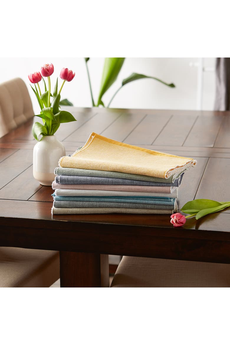 Recycled Cotton/Poly Chambray Fine Ribbed 13x72" Table Runner, Alternate, color, Light Gray