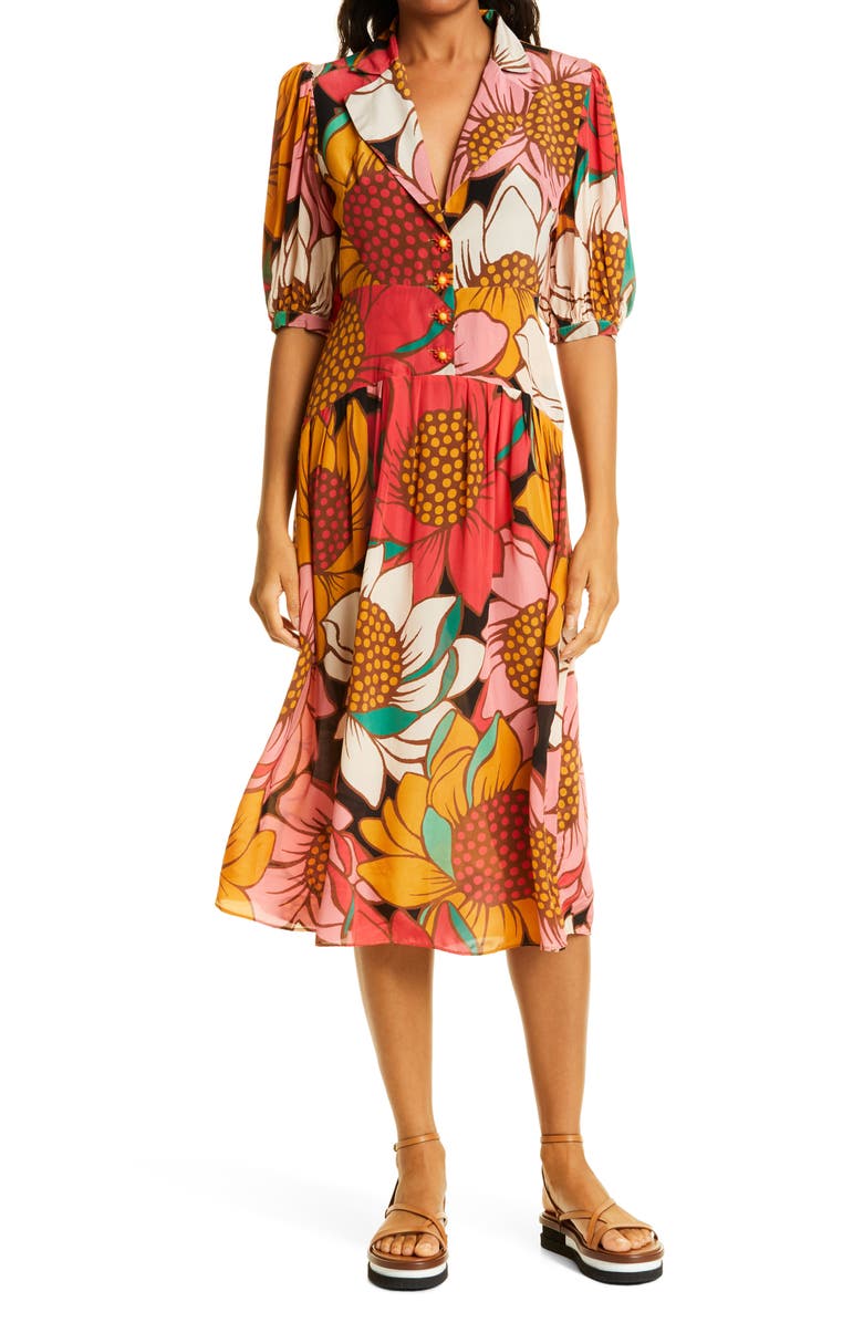 dark blue midi dress with sleeves Starlit Evenings Navy Floral Jacquard Midi Dress