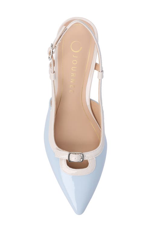 Journee Collection Padma Slingback Kitten Heel Pump In Blue Patent