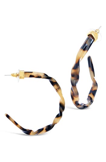 Sterling Forever Twist Resin Hoop Earrings In Multi