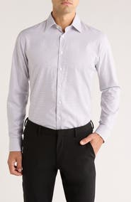 Nordstrom Trim Fit Check Premium Non Iron Cotton Dress Shirt