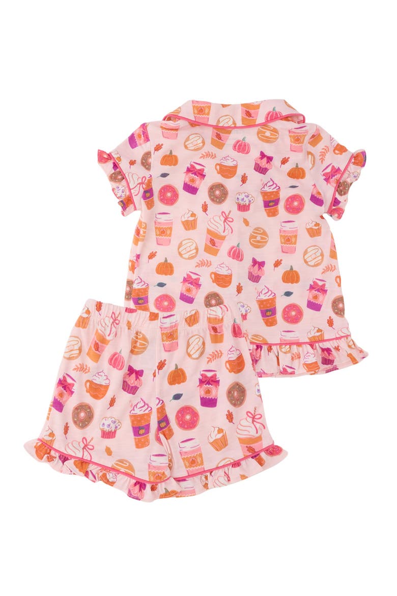 Short Sleeve Bow Ruffle Pajama Set, Alternate, color, Pink