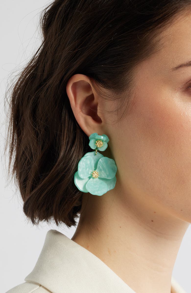 Nordstrom Pansy Drop Earrings, Alternate, color, Seafoam- Gold