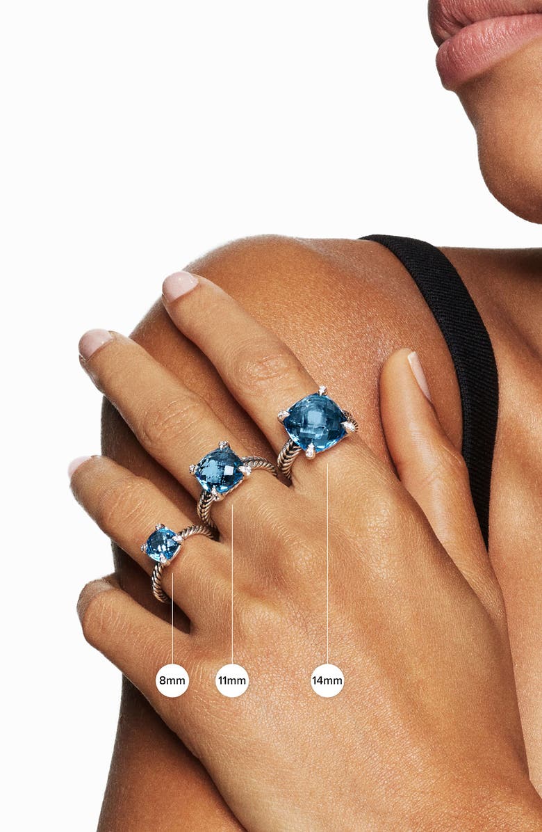 David Yurman Châtelaine Ring with Semiprecious Stone & Diamonds, Alternate, color, Silver/ Hampton Blue Topaz