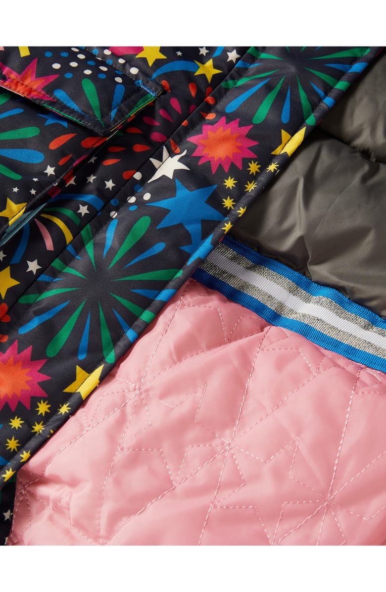 Mini Boden Kids' Rainbow Faux Fur Trim Waterproof Parka, Alternate, color, 