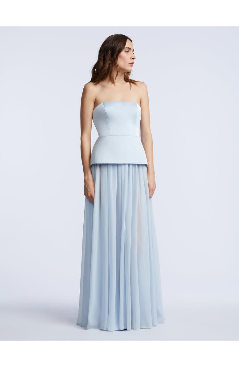 BCBGMAXAZRIA Strapless Peplum Gown, Alternate, color, Skyway