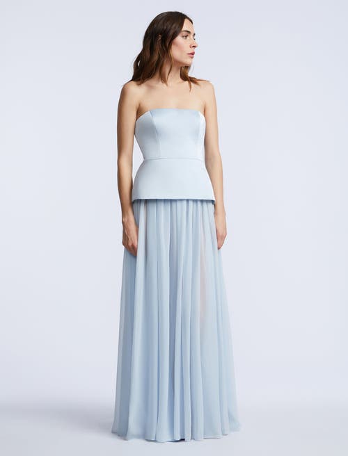 Bcbg Strapless Peplum Gown In Blue