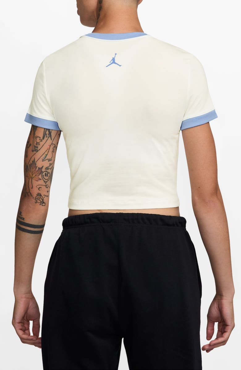 Jordan GFX Slim Fit Crop Graphic Ringer T-Shirt, Alternate, color, Sail
