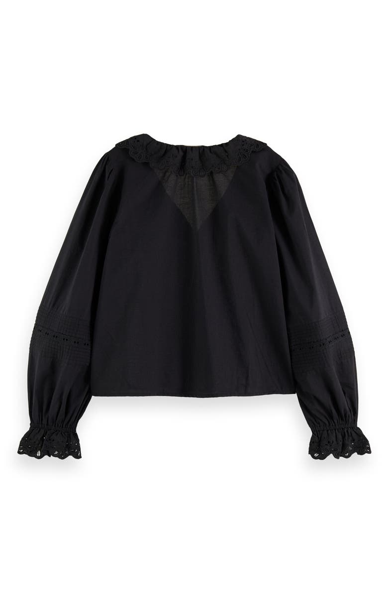 Scotch & Soda Broderie Anglaise V-Neck Button-Up Organic Cotton Top, Alternate, color, 