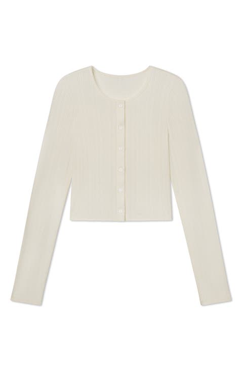 Short Sleeve Pointelle Cardigan