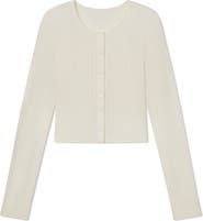Lunya Short Sleeve Pointelle Cardigan