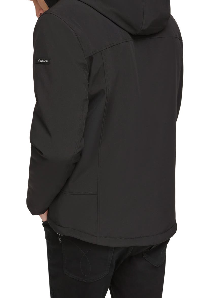 Faux Shearling Lined Windbreaker Jacket, Alternate, color, BLACK