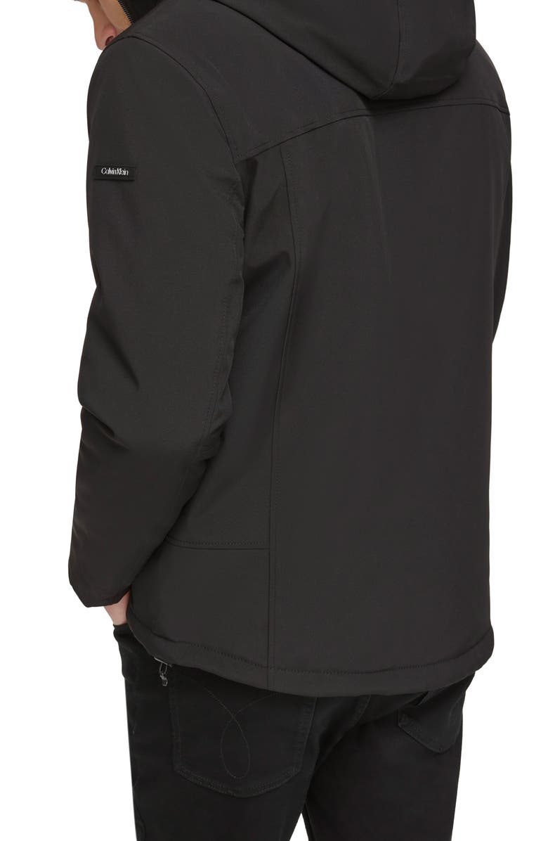 Calvin Klein Faux Shearling Lined Windbreaker Jacket, Alternate, color, Black