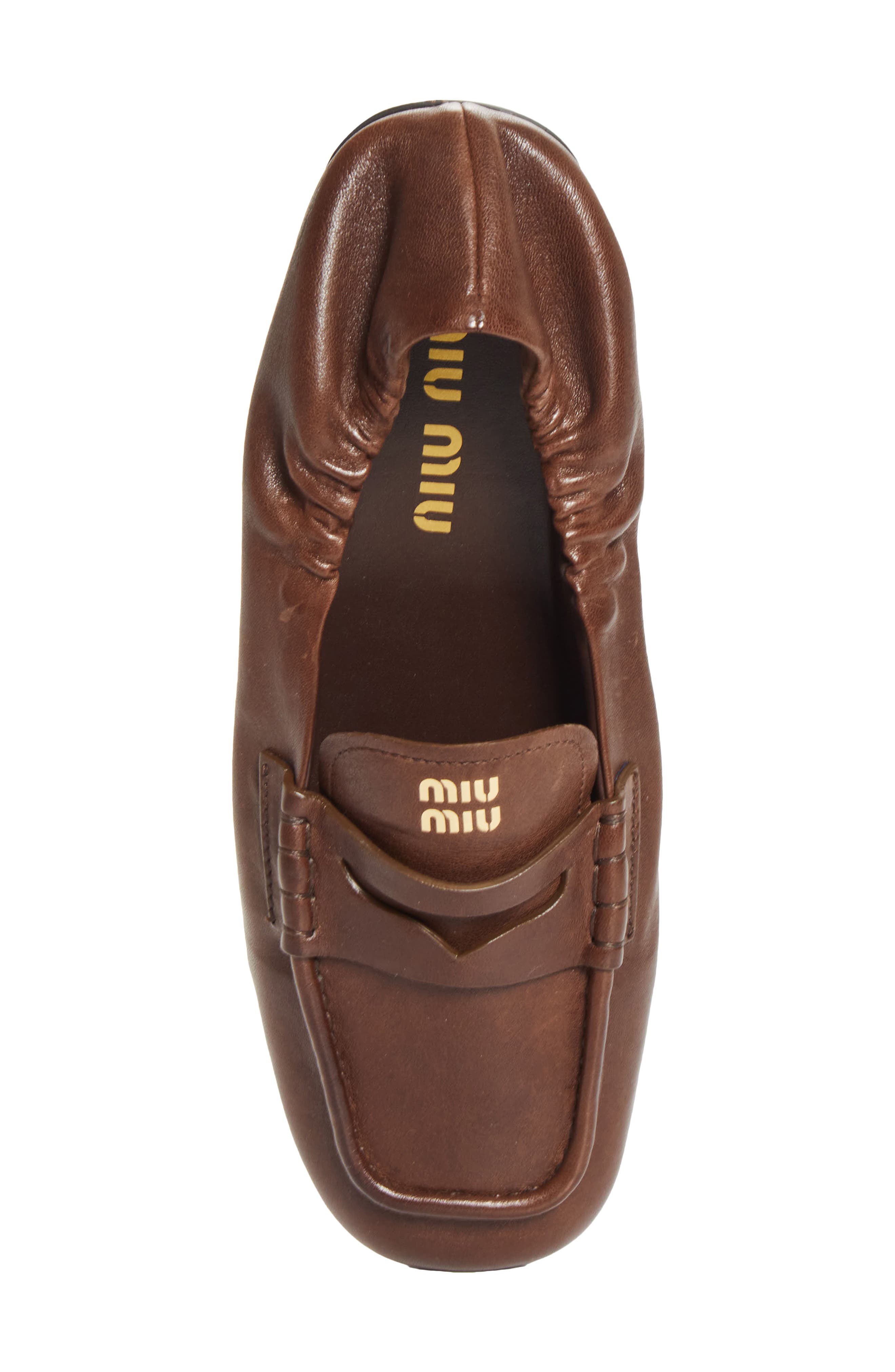 Miu Miu Ruches Leather Loafer, Alternate, color, 