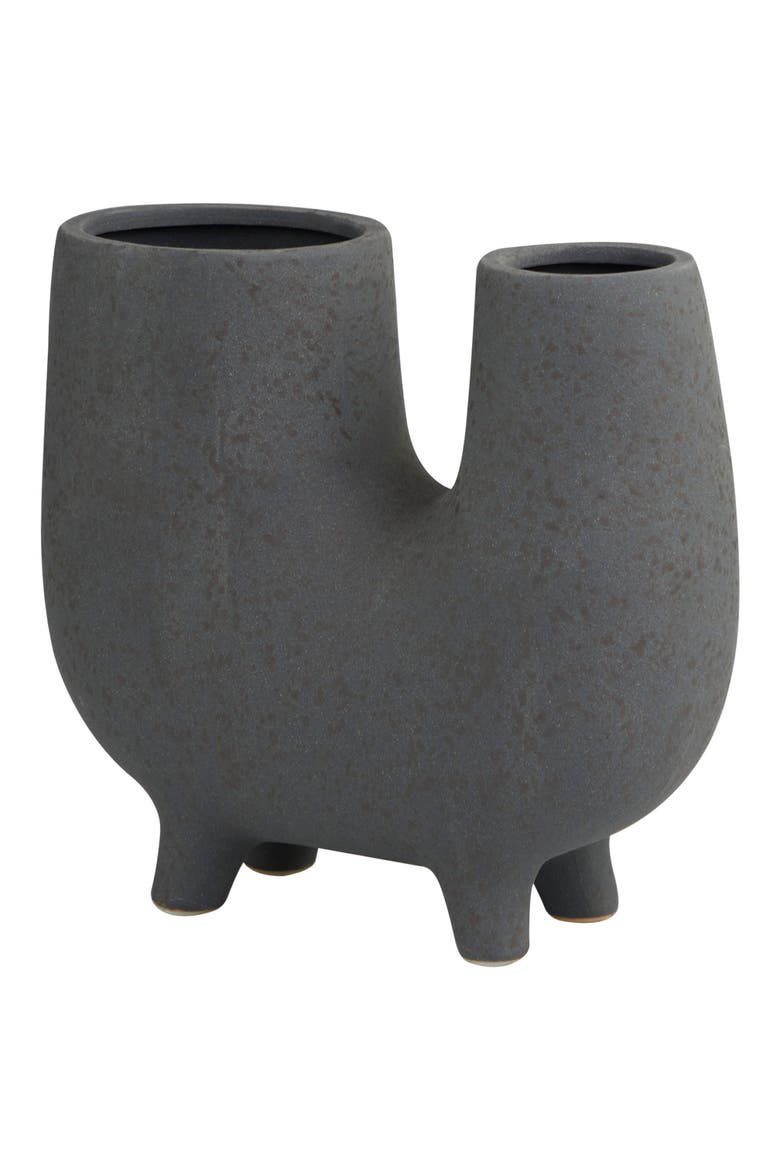U-Shape Ceramic Vase, Alternate, color, DARK GRAY