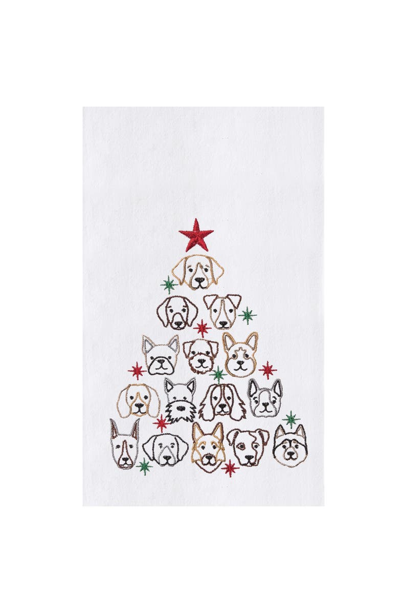 C&F Home Dog Faces Christmas Tree 100% Cotton Flour Sack Dishtowel, Alternate, color, White