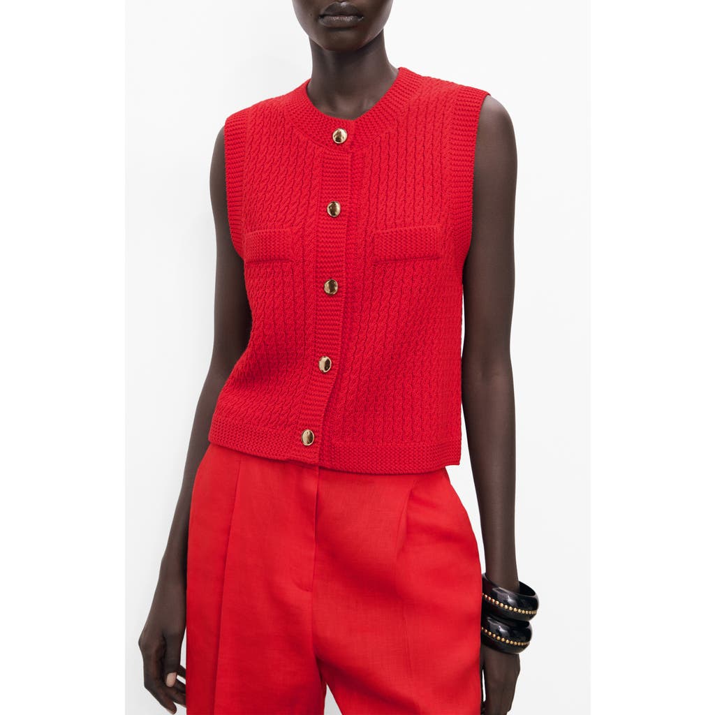 Mango Chunky Cable Stitch Sweater Vest In Red