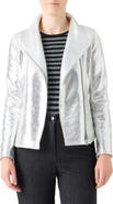 Akris punto Metallic Faux Leather Moto Jacket