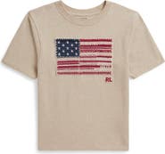 Polo Ralph Lauren Kids' Embroidered American Flag Cotton T-Shirt