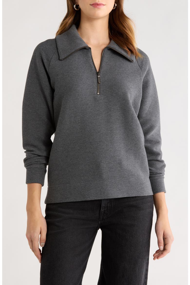 Ottoman Half Zip Pullover, Main, color, GREY DARK CHARCOAL HEATHER