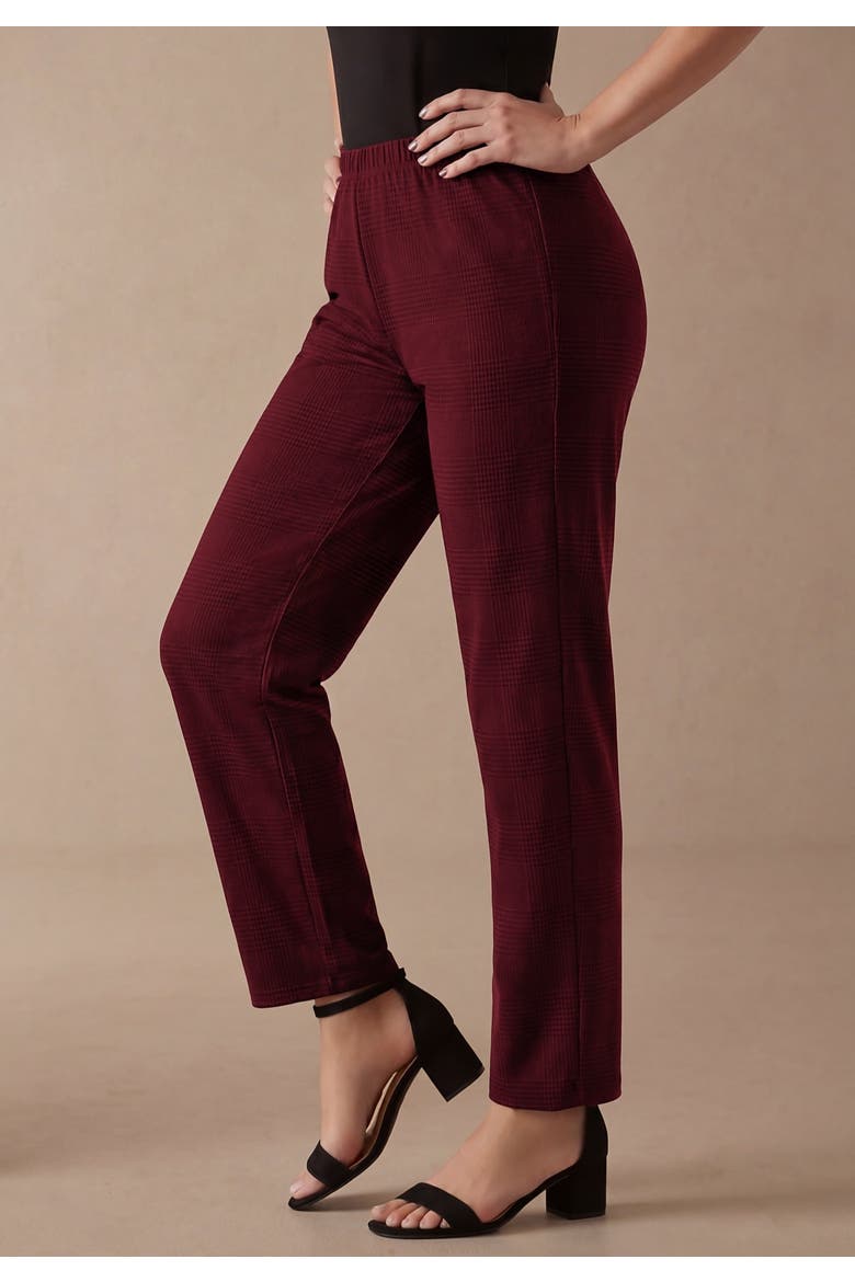 Everyday Stretch Cotton Straight Leg, Alternate, color, RICH BURGUNDY GLEN PLAID