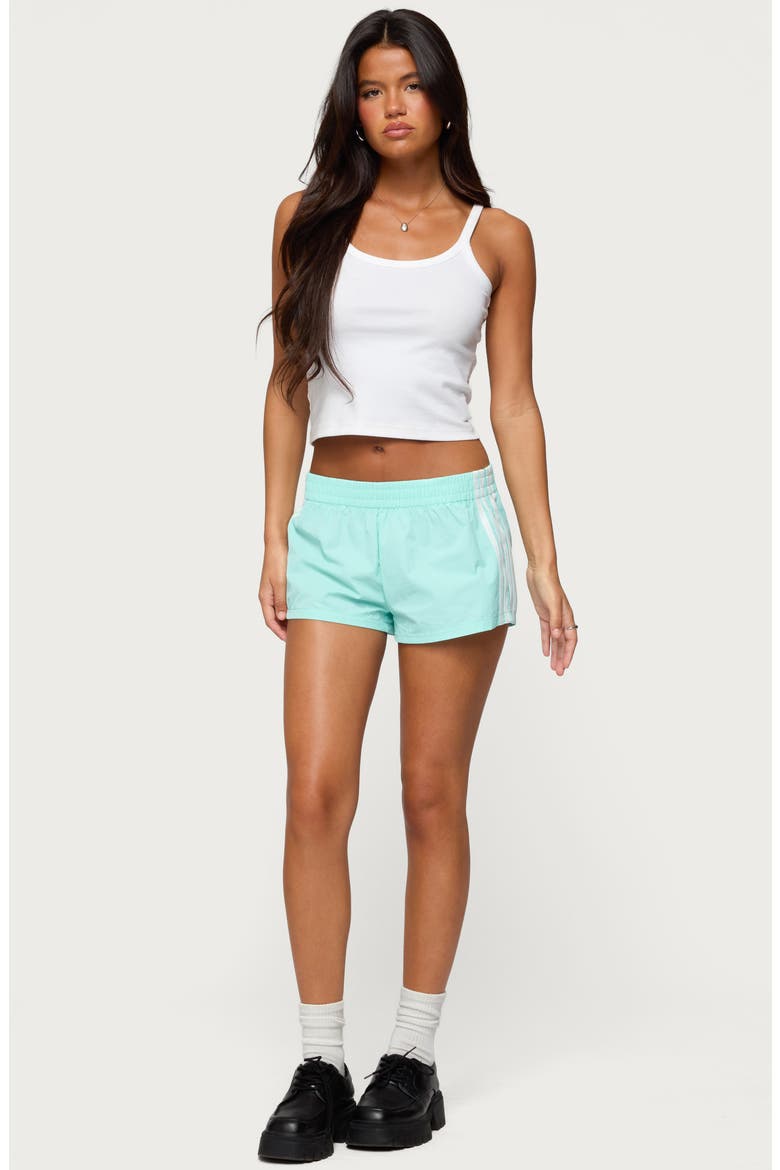 Nikki Side Stripe Nylon Shorts, Alternate, color, AQUA