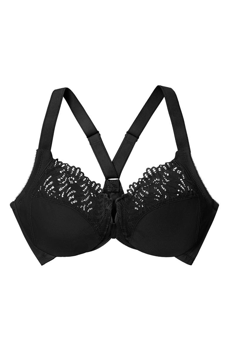 Glamorise WonderWire<sup>®</sup> Front Close T-Back Underwire Bra, Alternate, color, Black