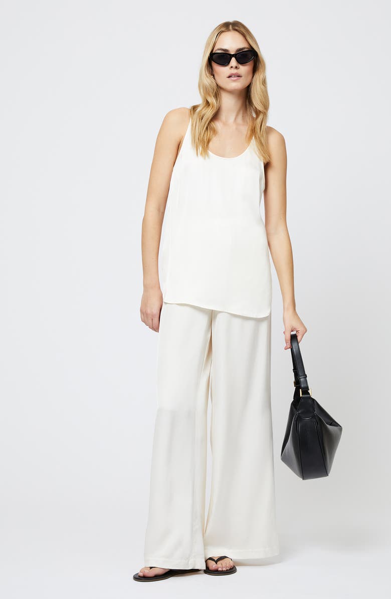 French Connection Ennis Satin Racerback Tank, Alternate, color, Porcelain Cream