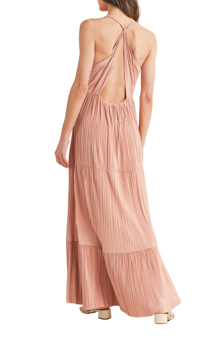 WISHLIST Pleated Satin Maxi Dress, Alternate, color, Rose