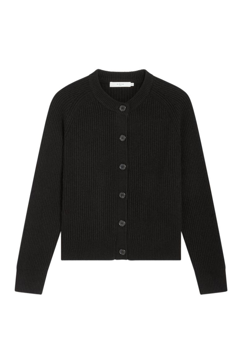 Button Up Wool Cropped Cardigan, Alternate, color, Black