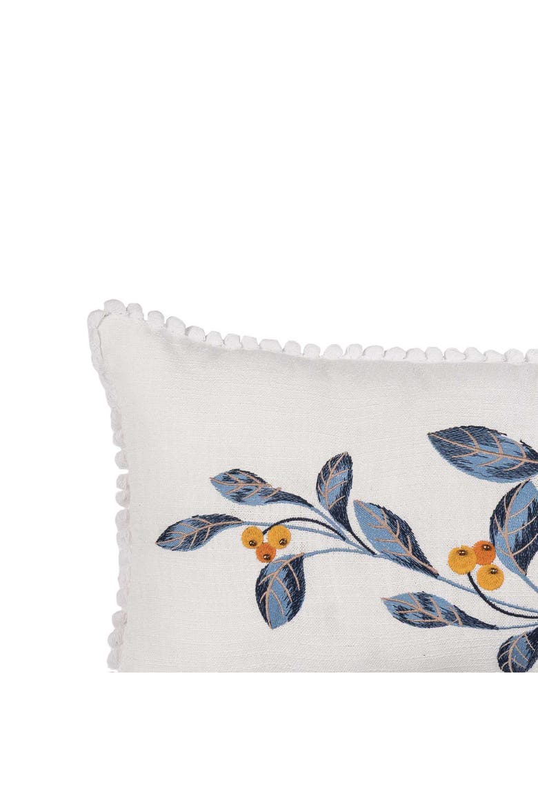 Blue leaves & Orange Berries Fall Harvest Throw Pillow 12" x 24", Alternate, color, Orange