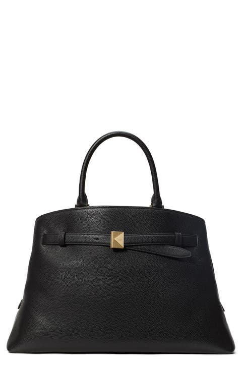 large deco pebble leather satchel