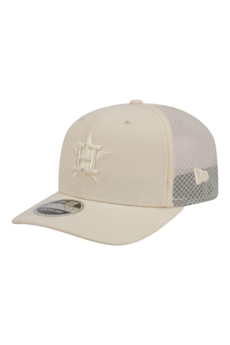 Men's New Era Light Beige Houston Astros Color Pack COOLERA 9SEVENTY Trucker Adjustable Hat, Main, color, Light Beige