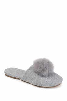 Journee Collection Nightfall Faux Fur Pompom Slipper