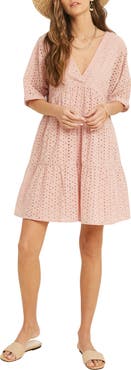 WISHLIST Eyelet Short Sleeve Dress