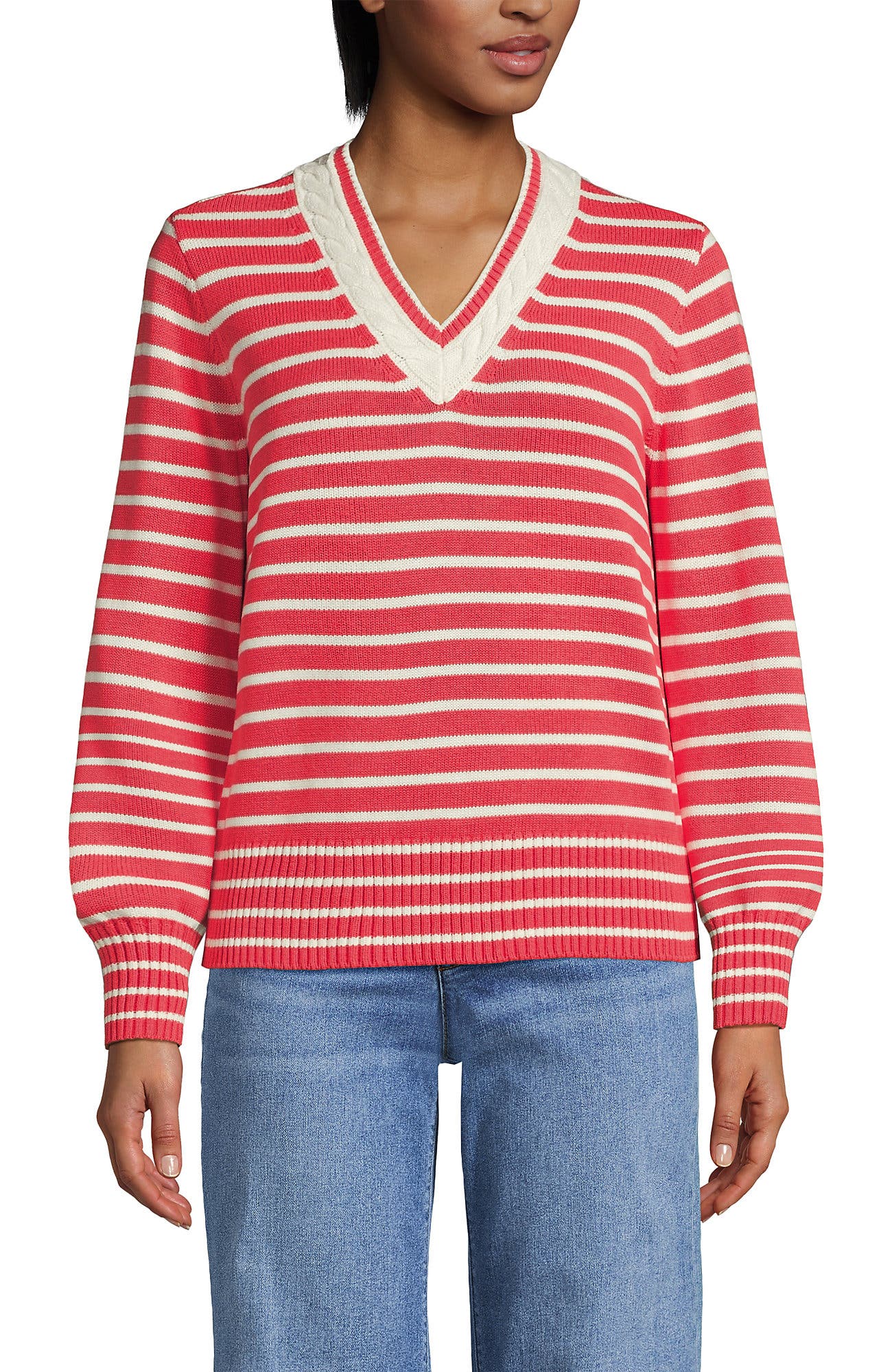 selected Coral/Ivory Mini Stripe