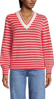 Lands' End Drifter Set in Sleeve Vneck Sweater